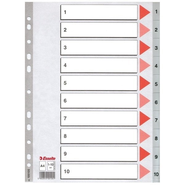 Esselte A4 tabbladen met voorgedrukte genummerde index 1-10., Diversen, Ophalen of Verzenden, Nieuw
