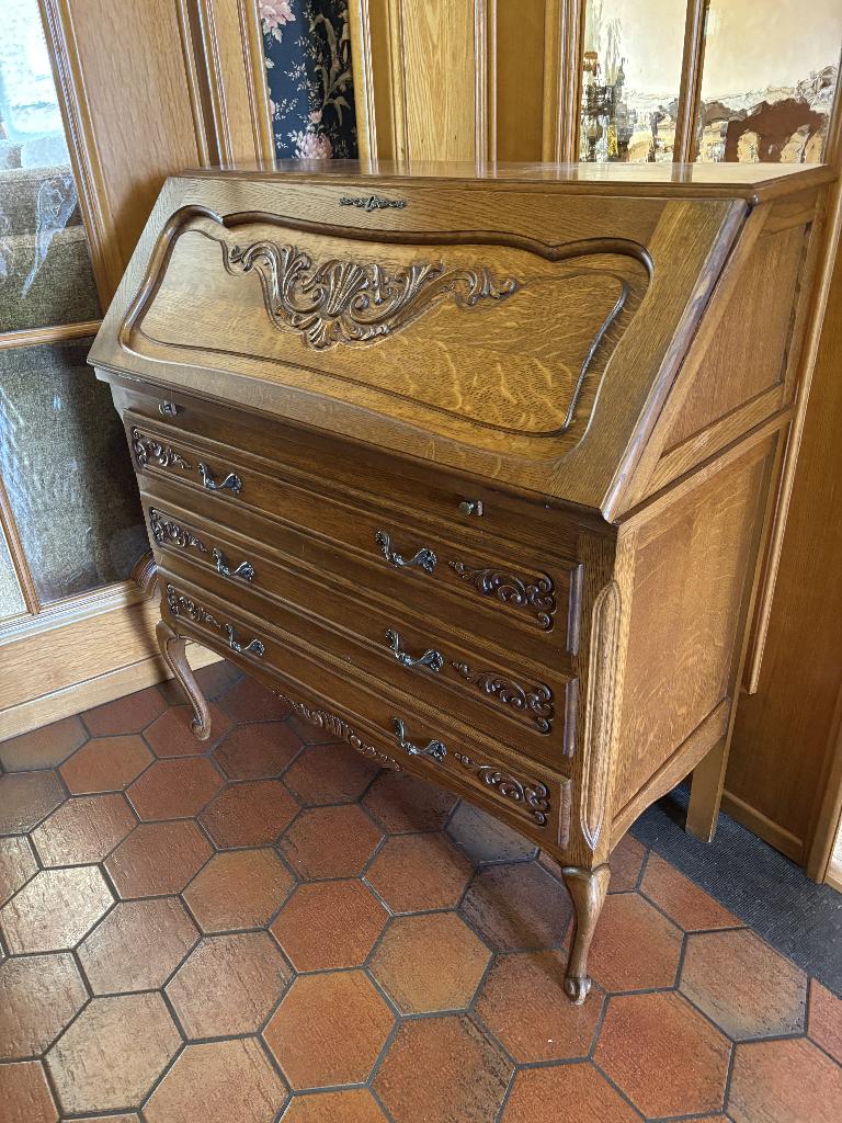 Vintage secretaire in massief hout – klassiek stijl, Ophalen