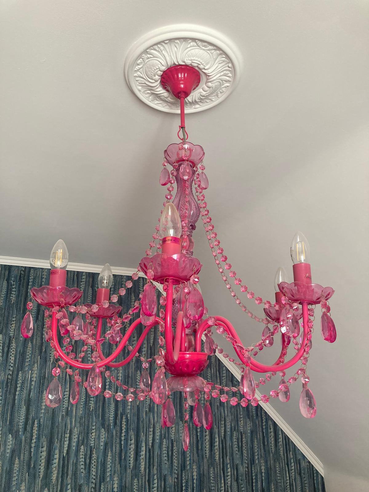 Roze kroonluchter, Huis en Inrichting, Ophalen, Zo goed als nieuw