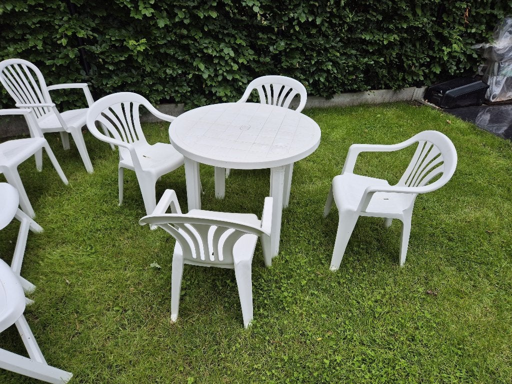 Plastic tuinset, Tuin en Terras, Ophalen, Gebruikt, Tuinset, Eettafel