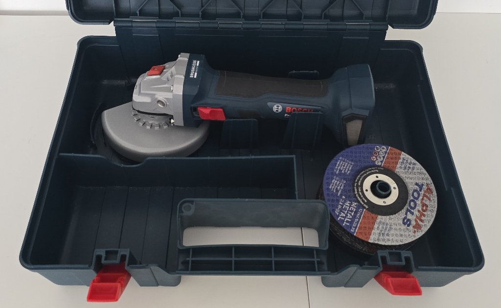 Bosch Pro Slijpmachine GWS - 18v incl. Boxx, Ophalen of Verzenden, Zo goed als nieuw, 700 tot 1000 watt, Haakse handslijpmachine