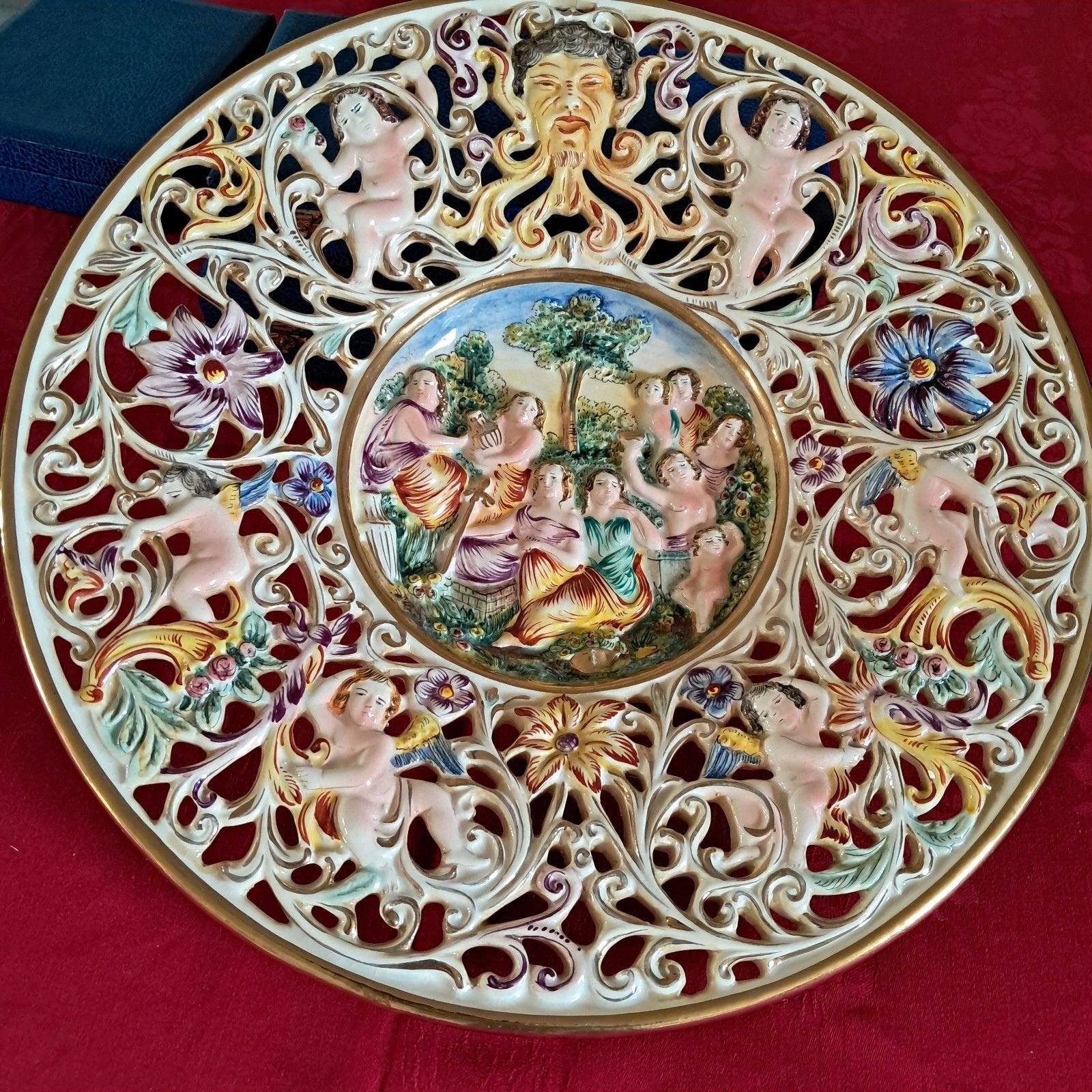 2 Capodimonte putti-borden - opengewerkt, Antiek en Kunst, Ophalen