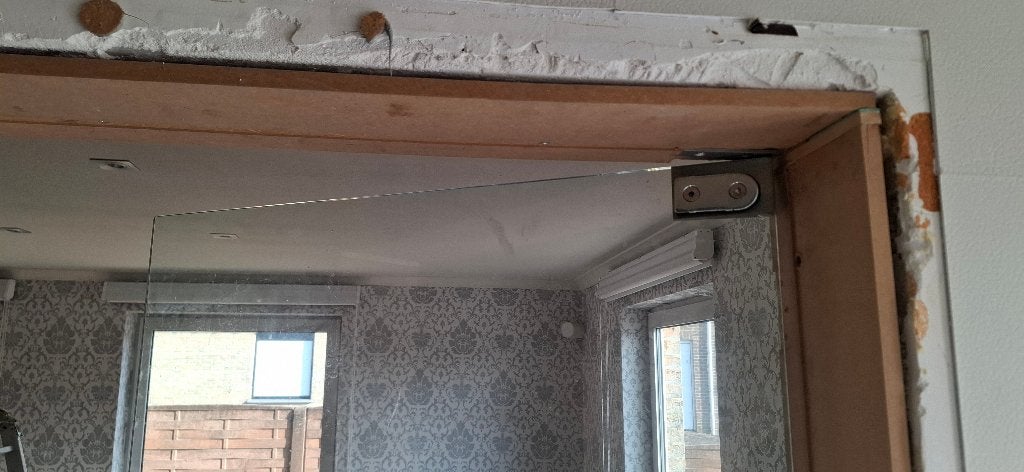 Helder glazen binnendeur incl. inox scharnieren & greep, Doe-het-zelf en Bouw, Deuren en Vliegenramen, Nieuw, Binnendeur, 200 tot 215 cm