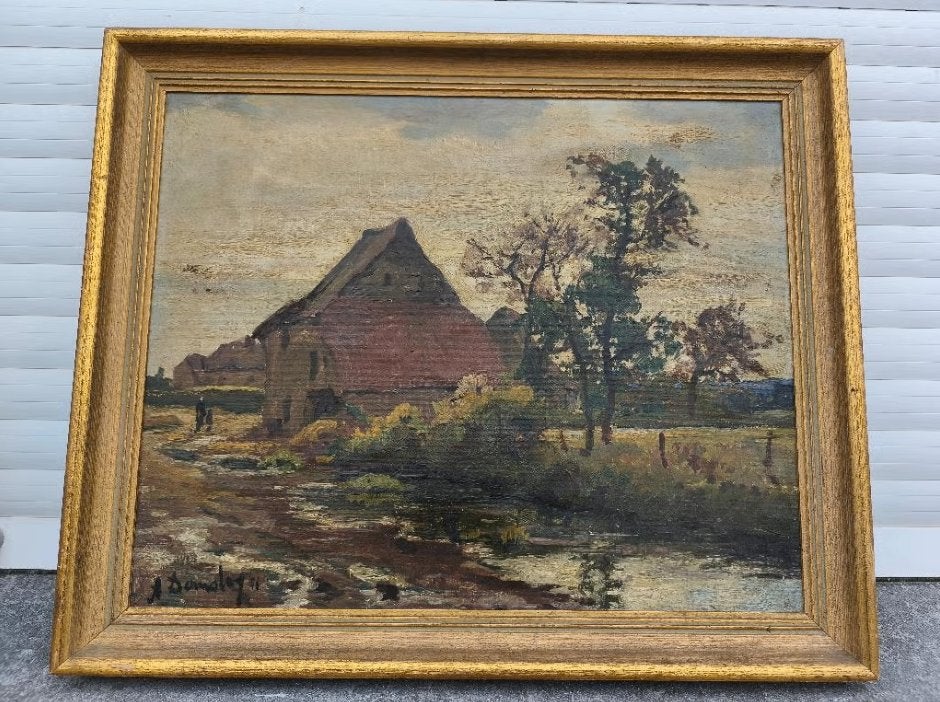 huile sur toile marouffle signe albert dandoy, Antiquités & Art, Art | Peinture | Classique, Enlèvement ou Envoi, Toile