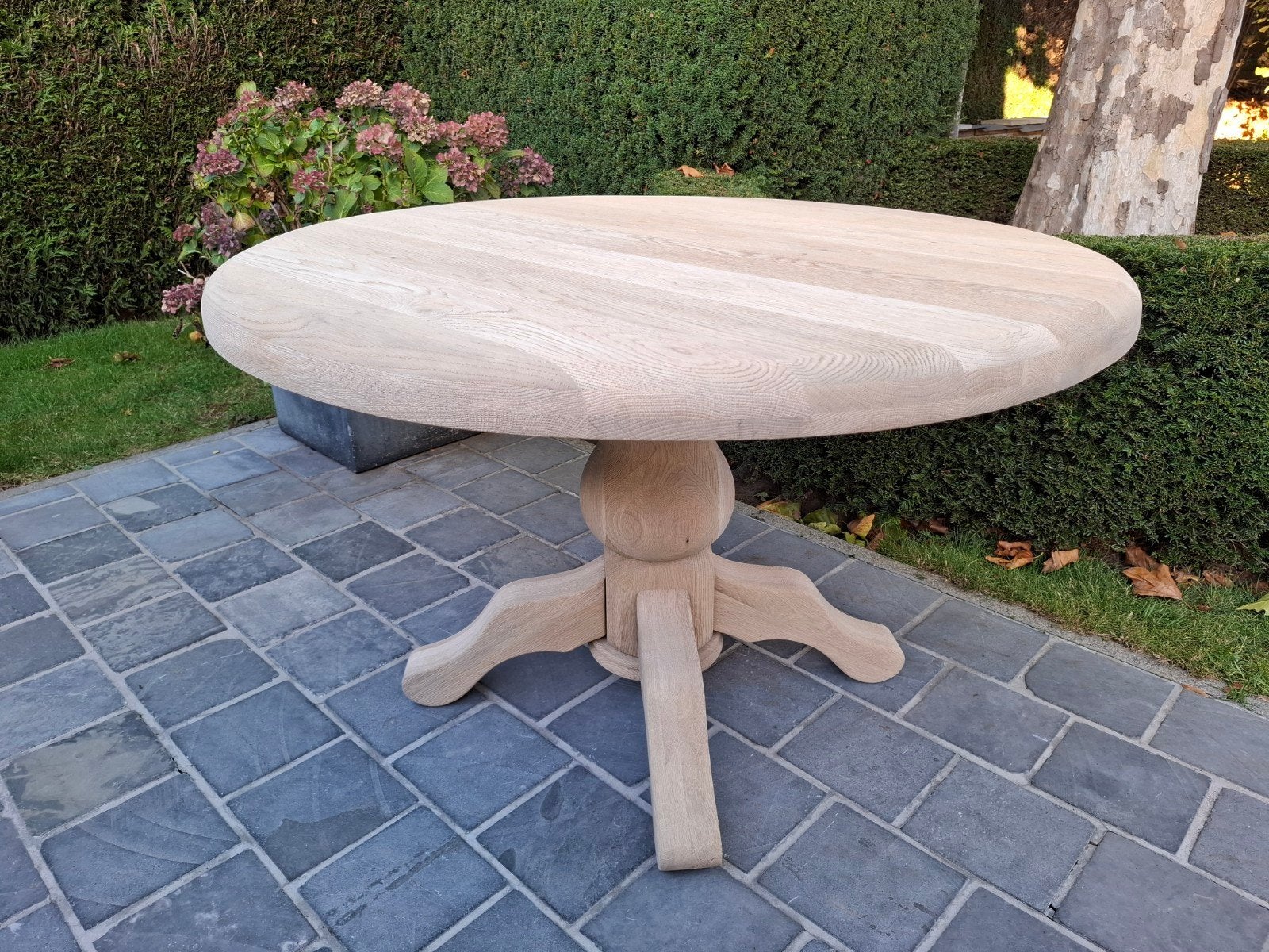 Volledig massief eiken ronde eettafel. Geluchtgomd., Ophalen of Verzenden