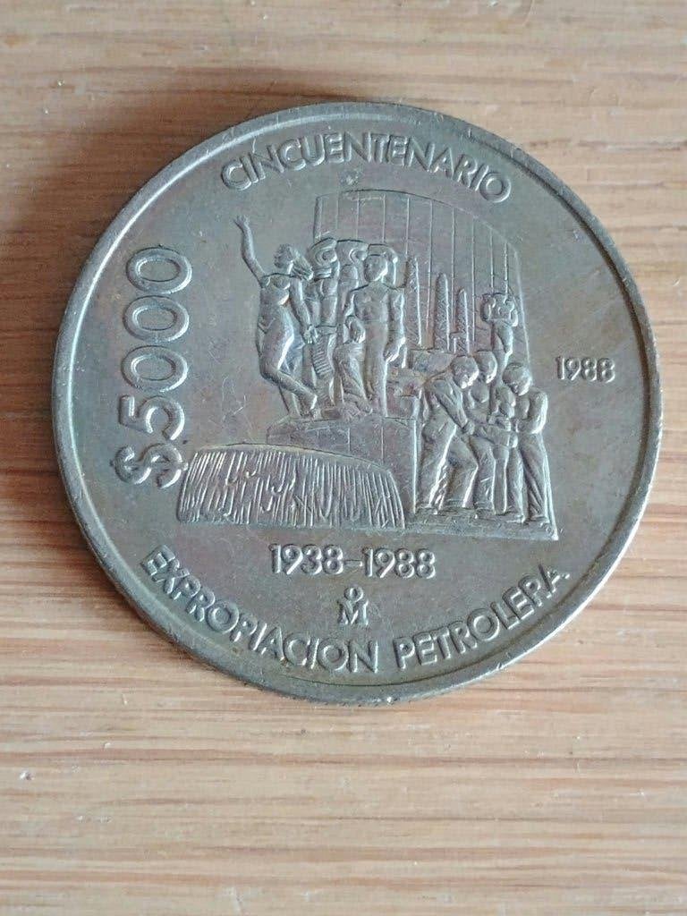 MEXICO 5 000 Pesos 1988 - Oil Industry - Lot 062, Postzegels en Munten, Ophalen of Verzenden, Midden-Amerika, Losse munt