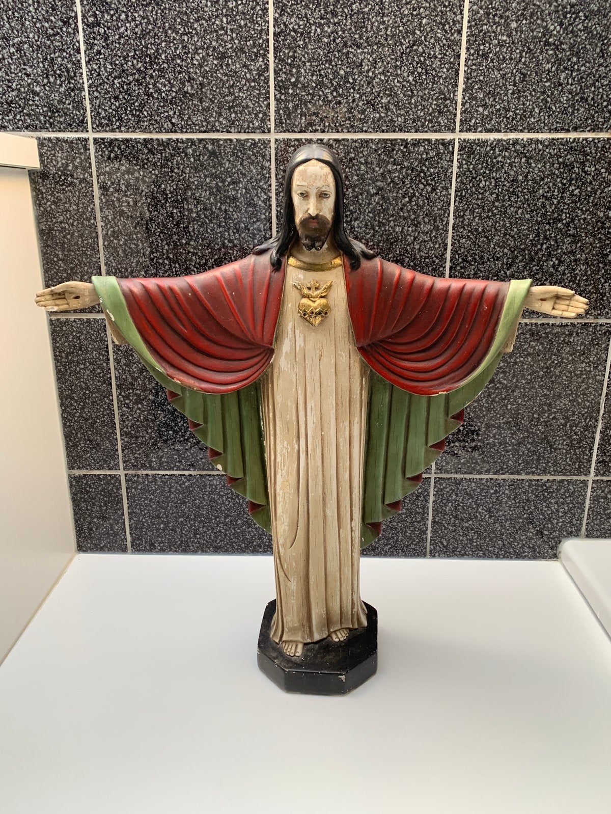 Gipsen Heilig Hart Jesus beeld, Antiek en Kunst, Ophalen