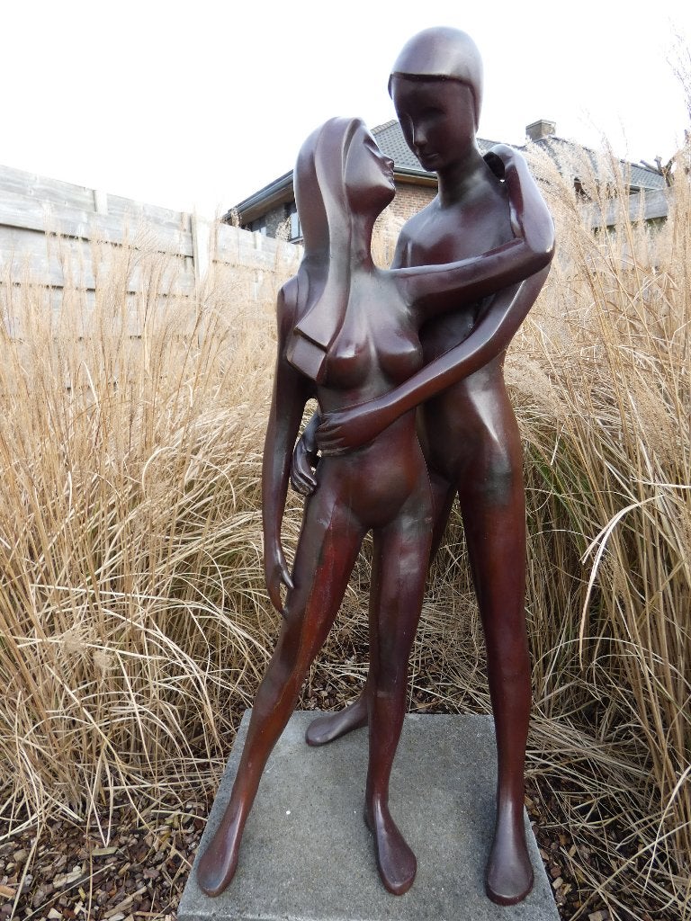 BRONZEN ZWAAR KOPPEL MAN EN VROUW AAN WEGGEEFPRIJS LEES AUB!, Ophalen of Verzenden, Nieuw, Overige materialen, Abstract beeld