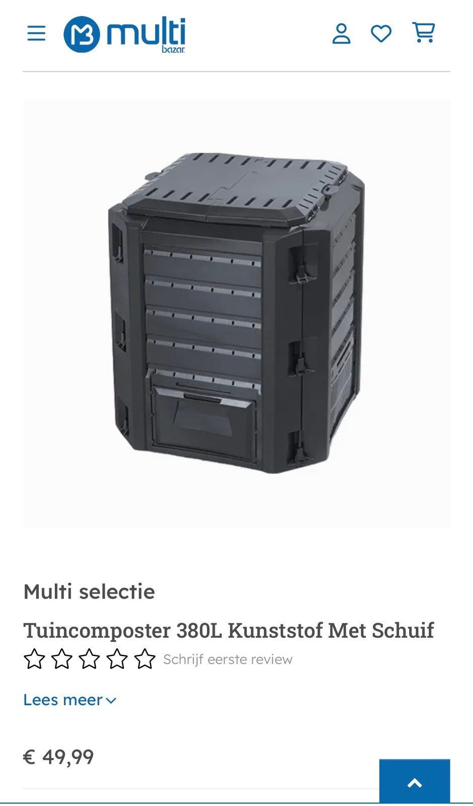 Tuincomposter 380L Kunststof Met Schuif, Ophalen, Zo goed als nieuw, Kunststof