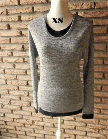 (54) -blouse femme t.XS noire grise - coolcat -, Ophalen of Verzenden, Zo goed als nieuw, Coolcat, Maat 34 (XS) of kleiner