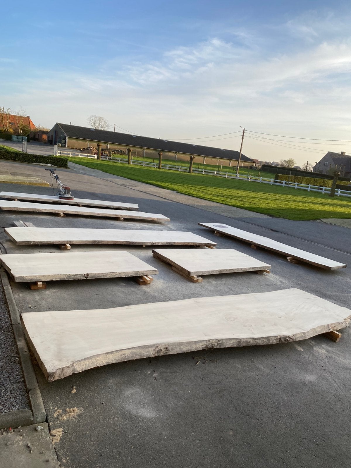 Prachtige masieve boomstam tafelbladen, Tuin en Terras, Tuintafels, Ophalen, Zo goed als nieuw