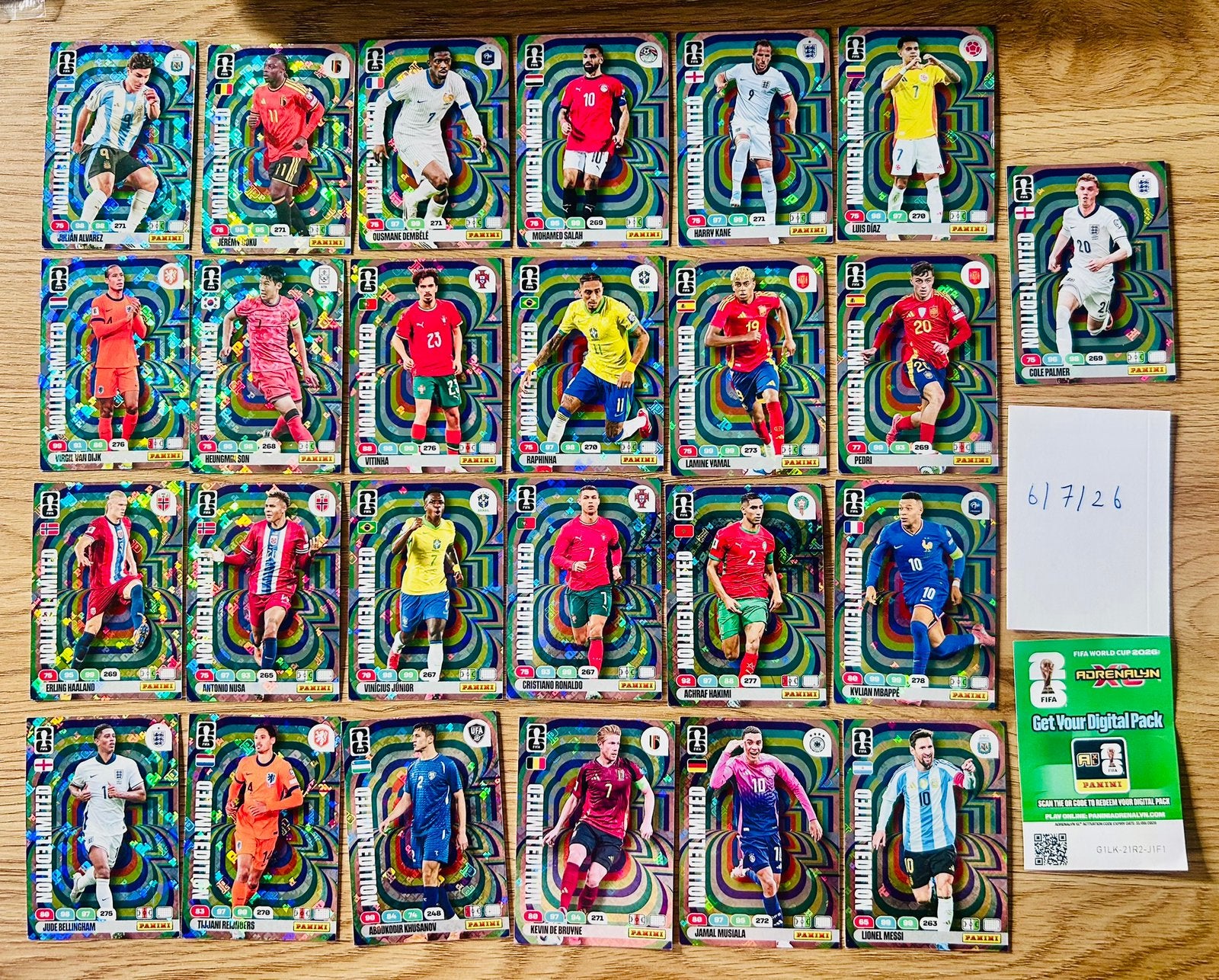 Panini fifa world cip 2026 Adrenalyn Alle 25 Hologram cards, Hobby en Vrije tijd, Stickers en Plaatjes, Ophalen of Verzenden, Nieuw