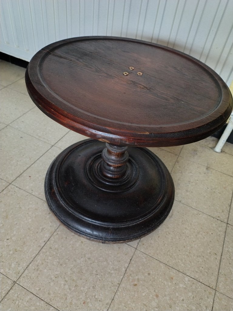 Antieke ronde bijzettafel, Ophalen, Minder dan 45 cm, Gebruikt, Rond