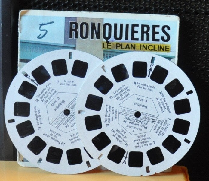 2 disques view master gaf ronquière le plan incliné, Verzamelen, 1960 tot 1980, Gebruikt, Foto, Ophalen of Verzenden