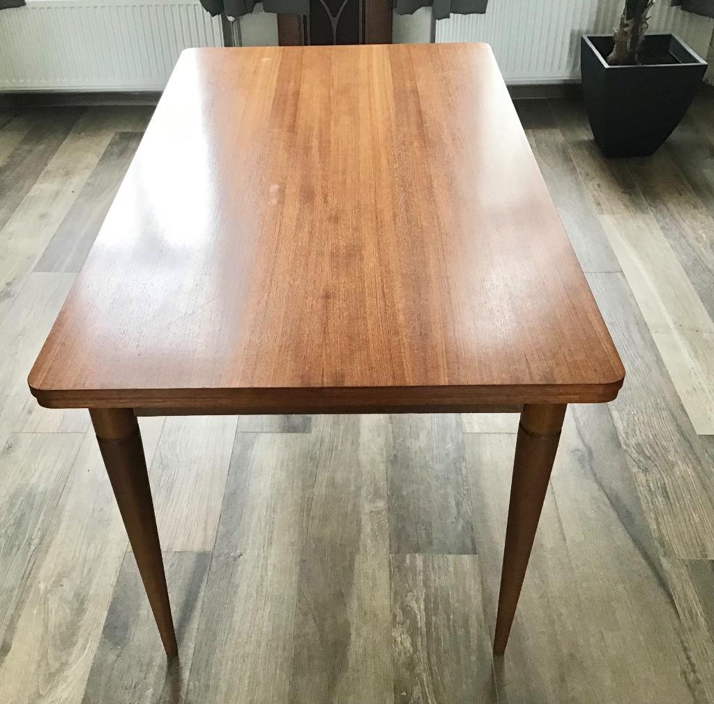 Vintage teakhouten eettafel in Scandinavische stijl, Huis en Inrichting, Tafels | Eettafels, Zo goed als nieuw, Rechthoekig, Teakhout