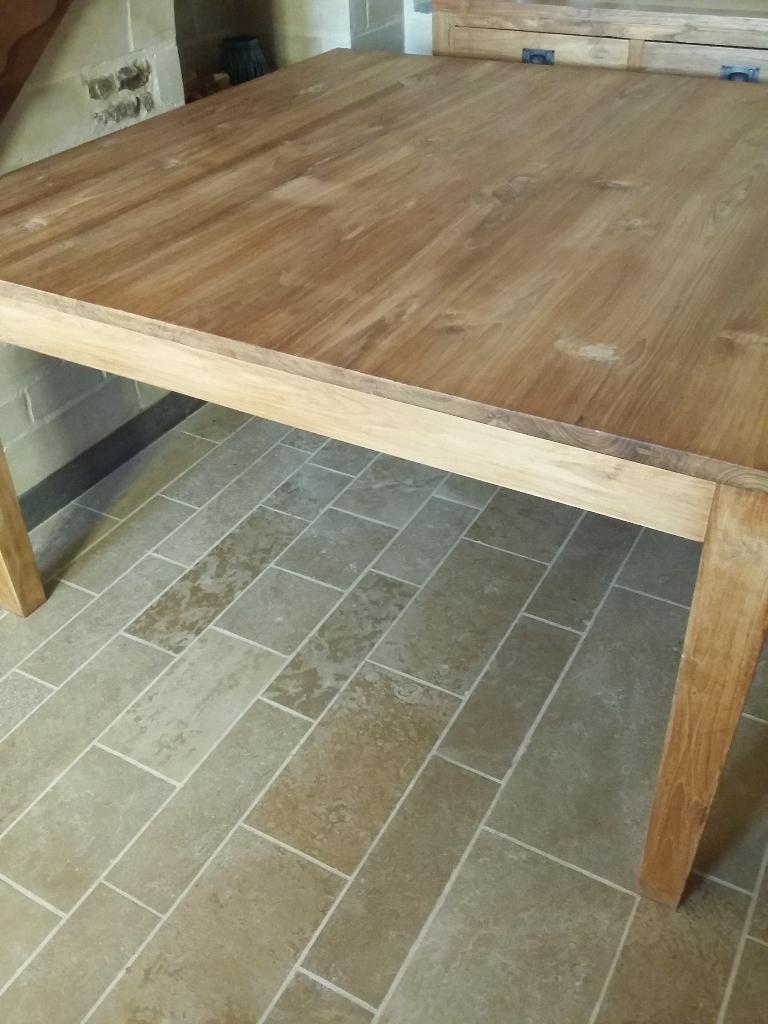 Tafel teak, Huis en Inrichting, Ophalen, Zo goed als nieuw, Vijf personen of meer, Vierkant