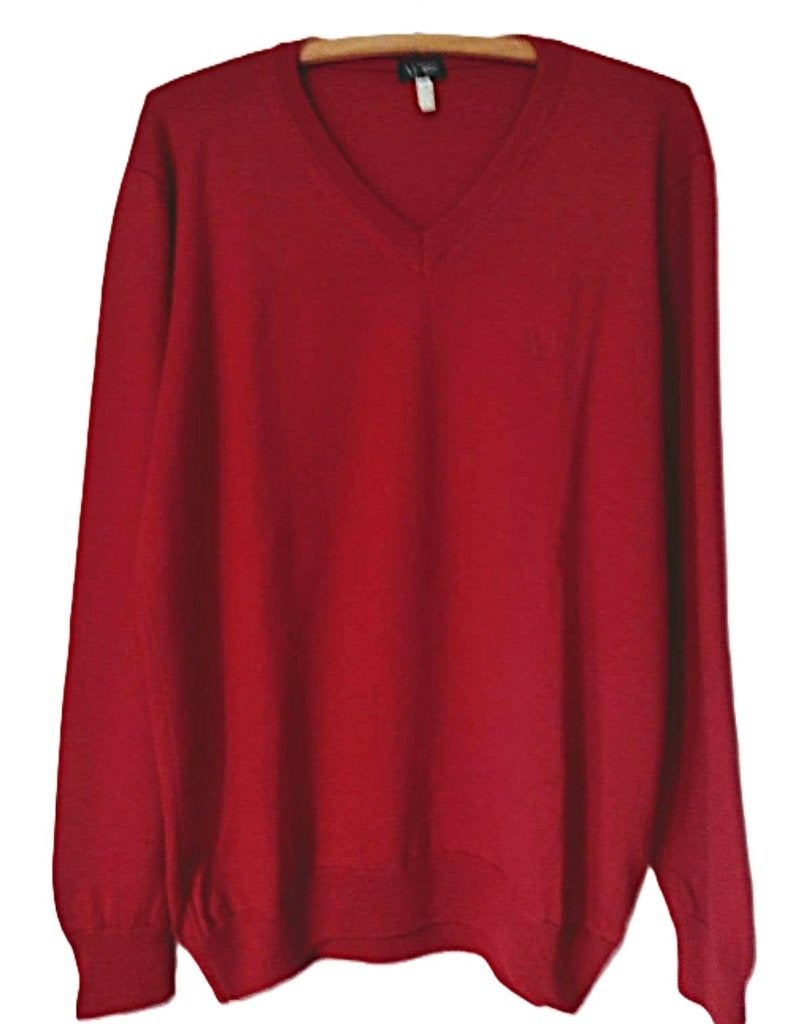 Pull Armani Jeans, XXL/XL, 100 % laine vierge, Rouge, Armani Jeans, Taille 56/58 (XL), Comme neuf