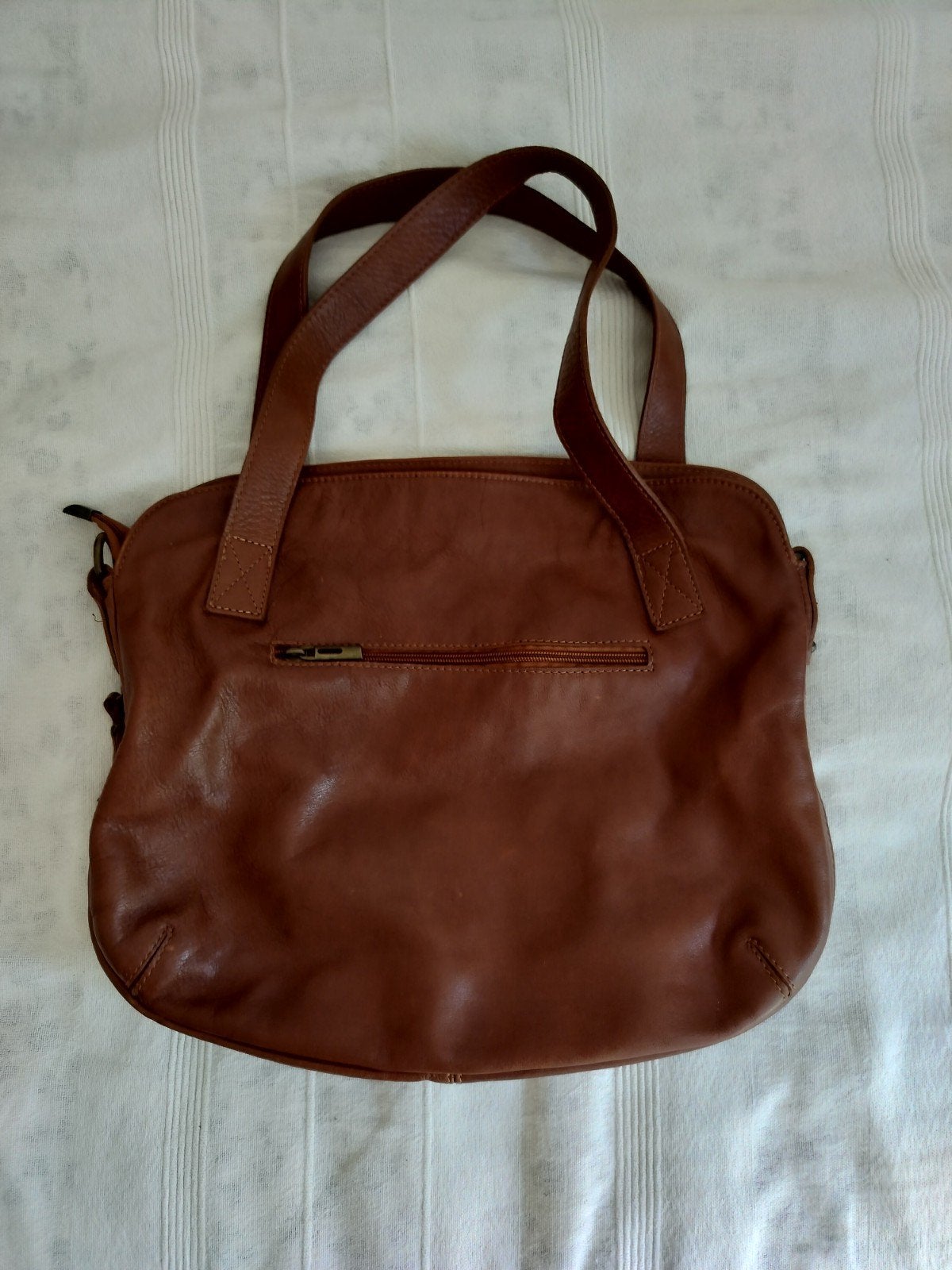 Leren cognackleurige handtas/schoudertas, Envoi, Sac à main