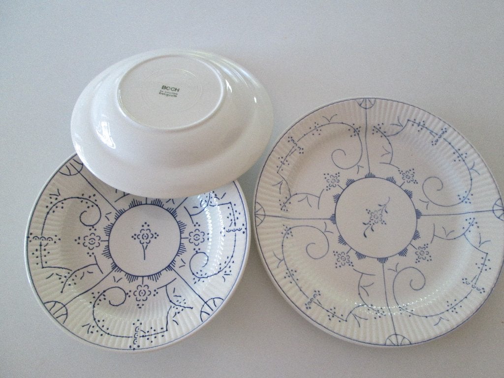 Boch Copenhagen ; 4 diepe borden, 1 dienbord 30cm, Antiquités & Art, Antiquités | Services (vaisselle) pièces, Enlèvement ou Envoi