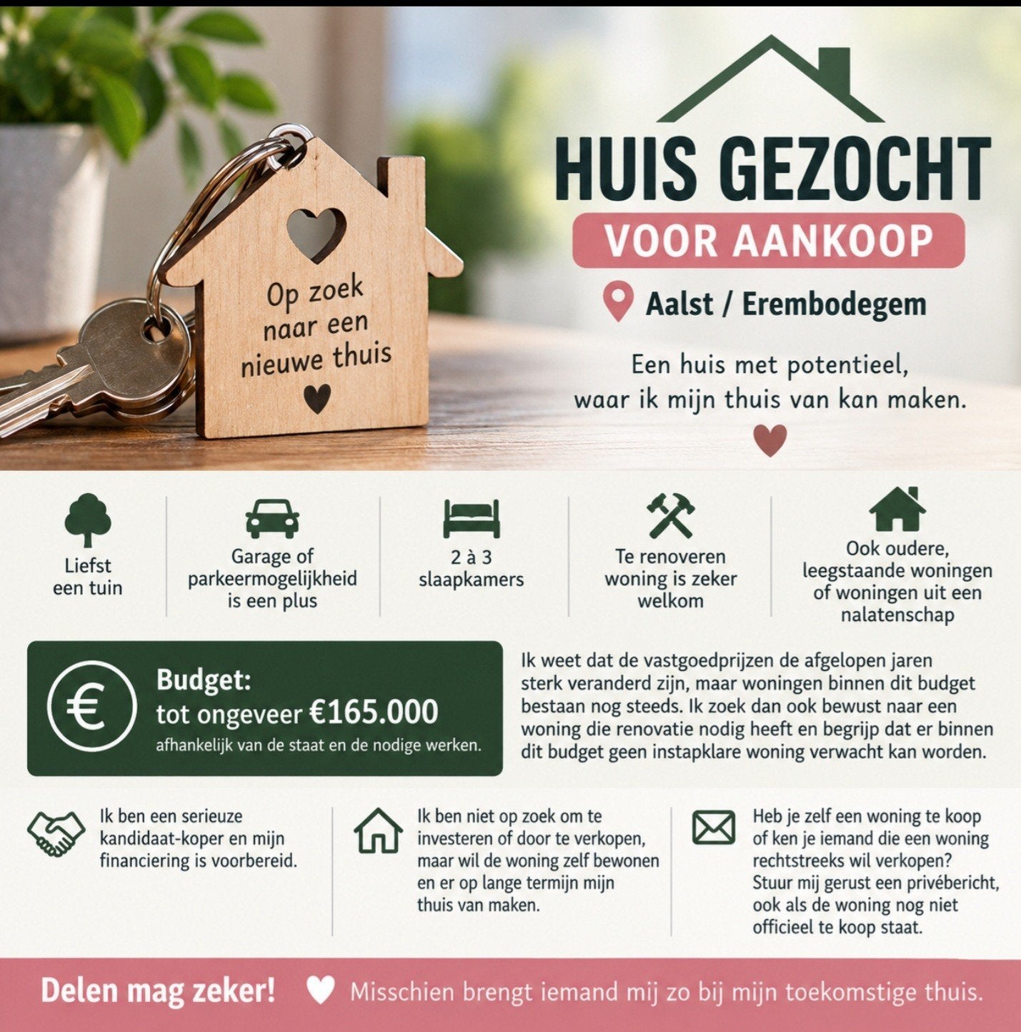 Woning gezocht voor aankoop – Aalst / Erembodegem, Immo, Huizen en Appartementen te koop, Aalst en deelgemeenten