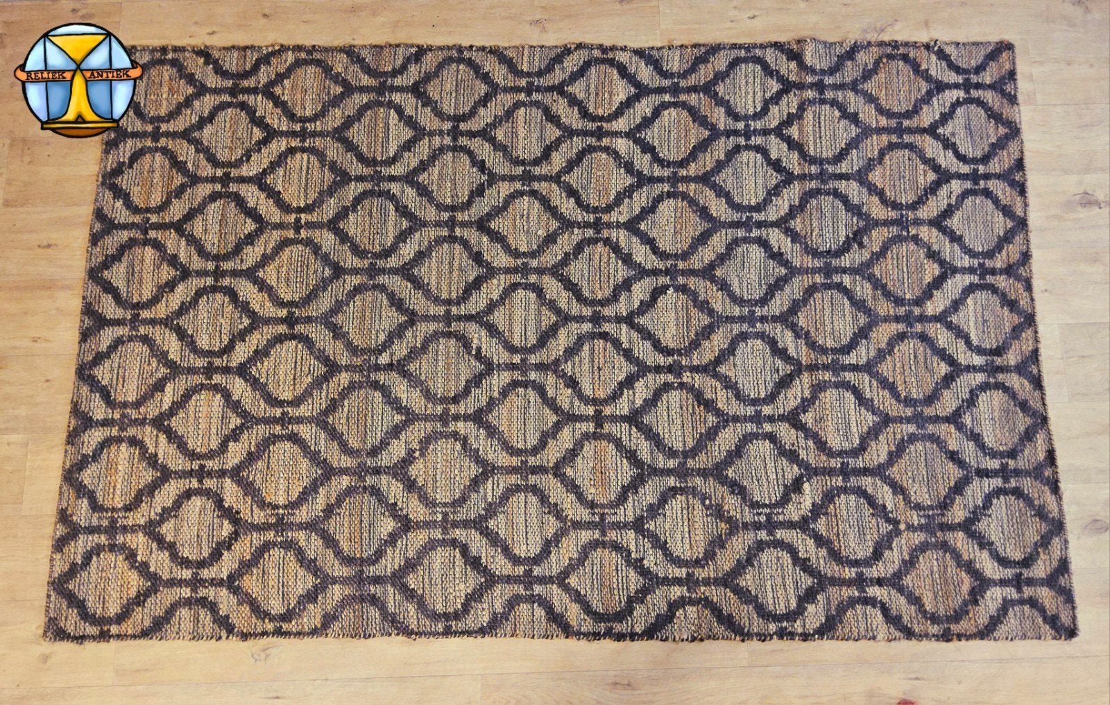 Tapis oriental noué à la main (jute) noir/marron 155x240 neu, Antiquités & Art, Enlèvement ou Envoi