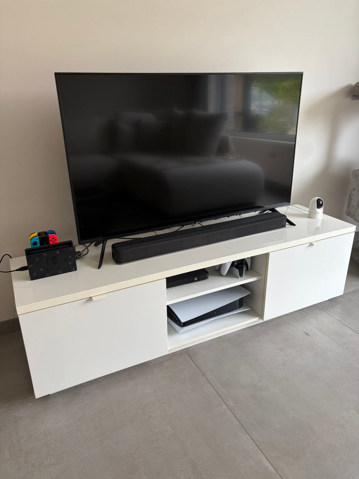 Wit tv meubel, Ophalen, Overige materialen, Gebruikt, 150 tot 200 cm