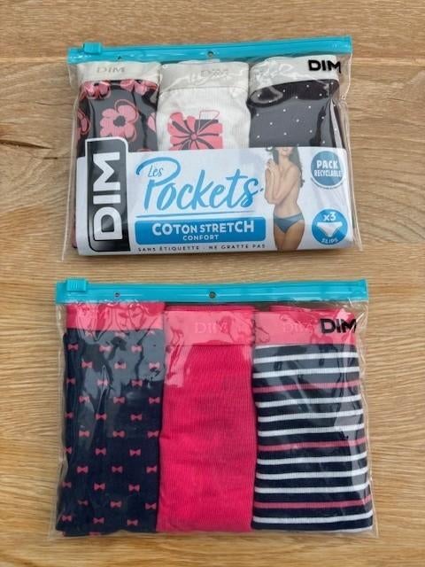 DIM – 2 Sets 3 retro slips (S) Les Pockets – Nieuw!, DIM, Ophalen of Verzenden, Overige kleuren, Slip