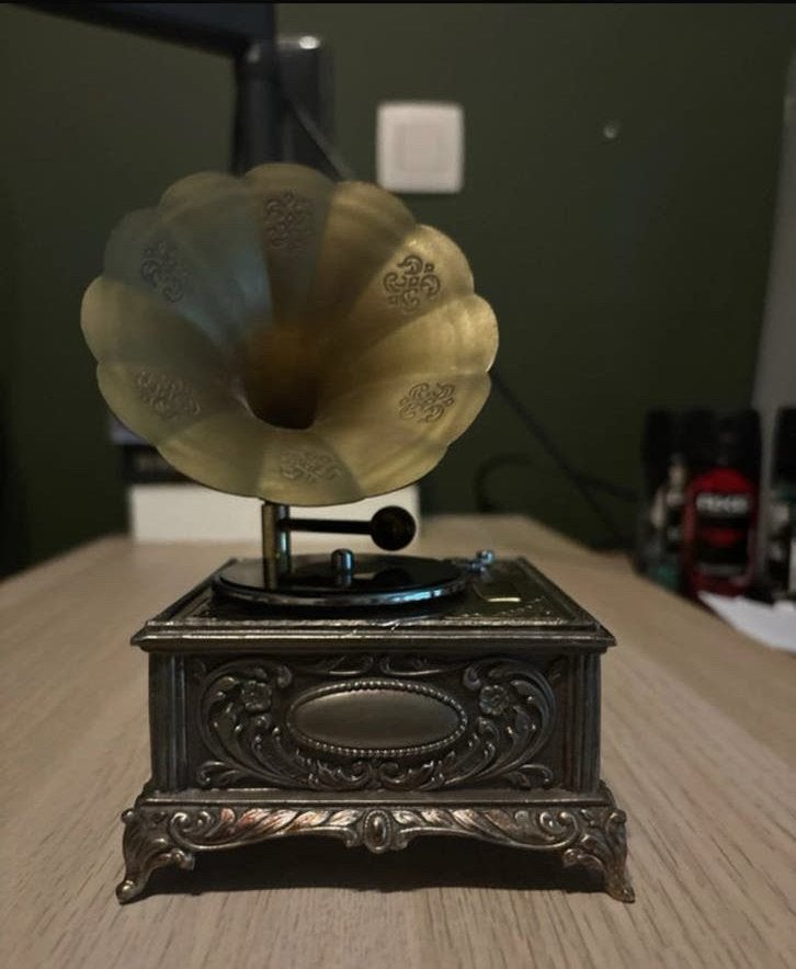 Vintage Japanse grammofoon  – Messing muziekdoos jaren '50, Huis en Inrichting, Complete inboedels, Ophalen of Verzenden