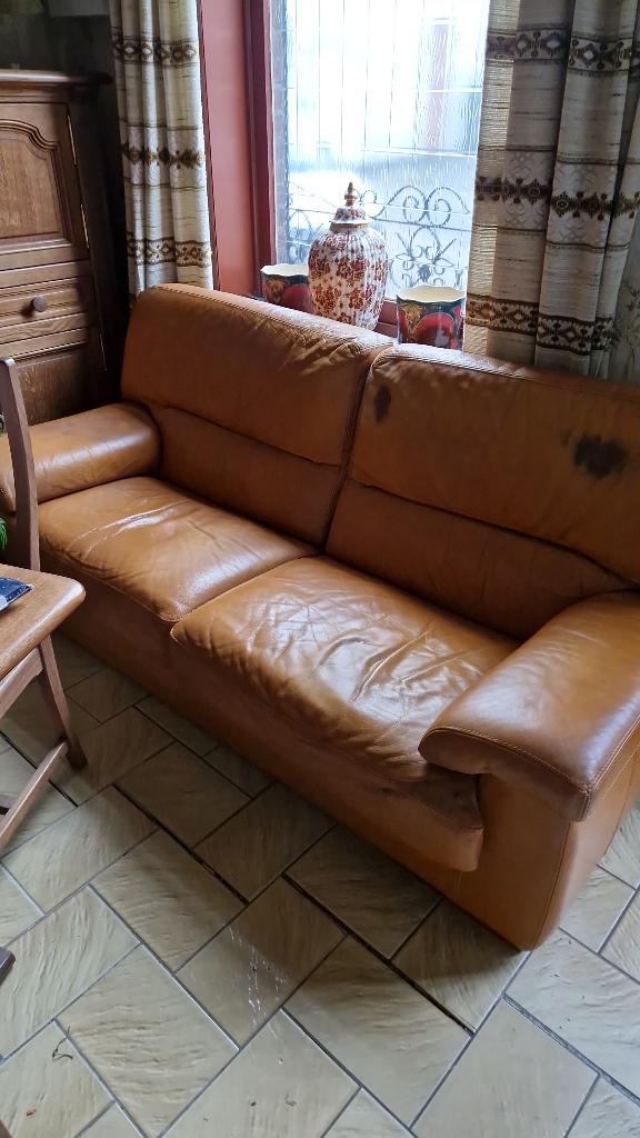 Divan cuir, Maison & Meubles, Enlèvement, Utilisé, Club, Banc droit