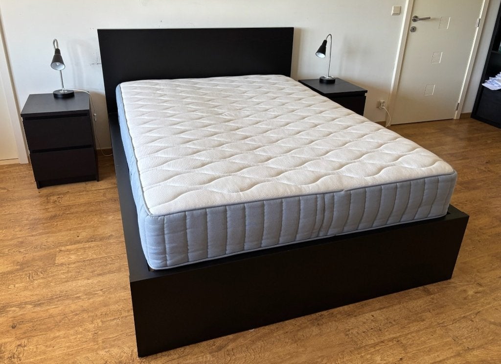 IKEA MALM bed zwart + nachtkastjes / lampen (optioneel), Ophalen, Gebruikt, Eenpersoons, Zwart
