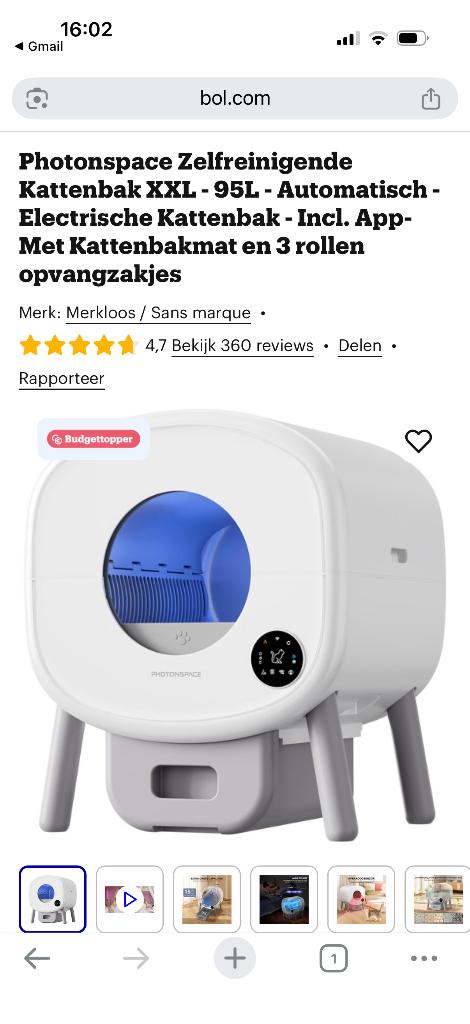 Photonspace zelfreinigende kattenbak XXL 95l, Dieren en Toebehoren, Ophalen, Zelfreinigend, Zo goed als nieuw, Gesloten