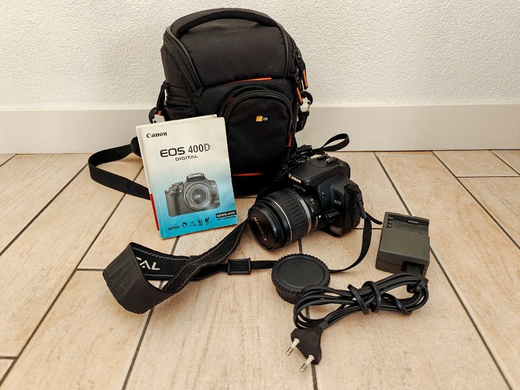 Mooie complete Canon EOS 400D Spiegelreflexcamera set, Gebruikt, Spiegelreflex, Canon, Ophalen of Verzenden