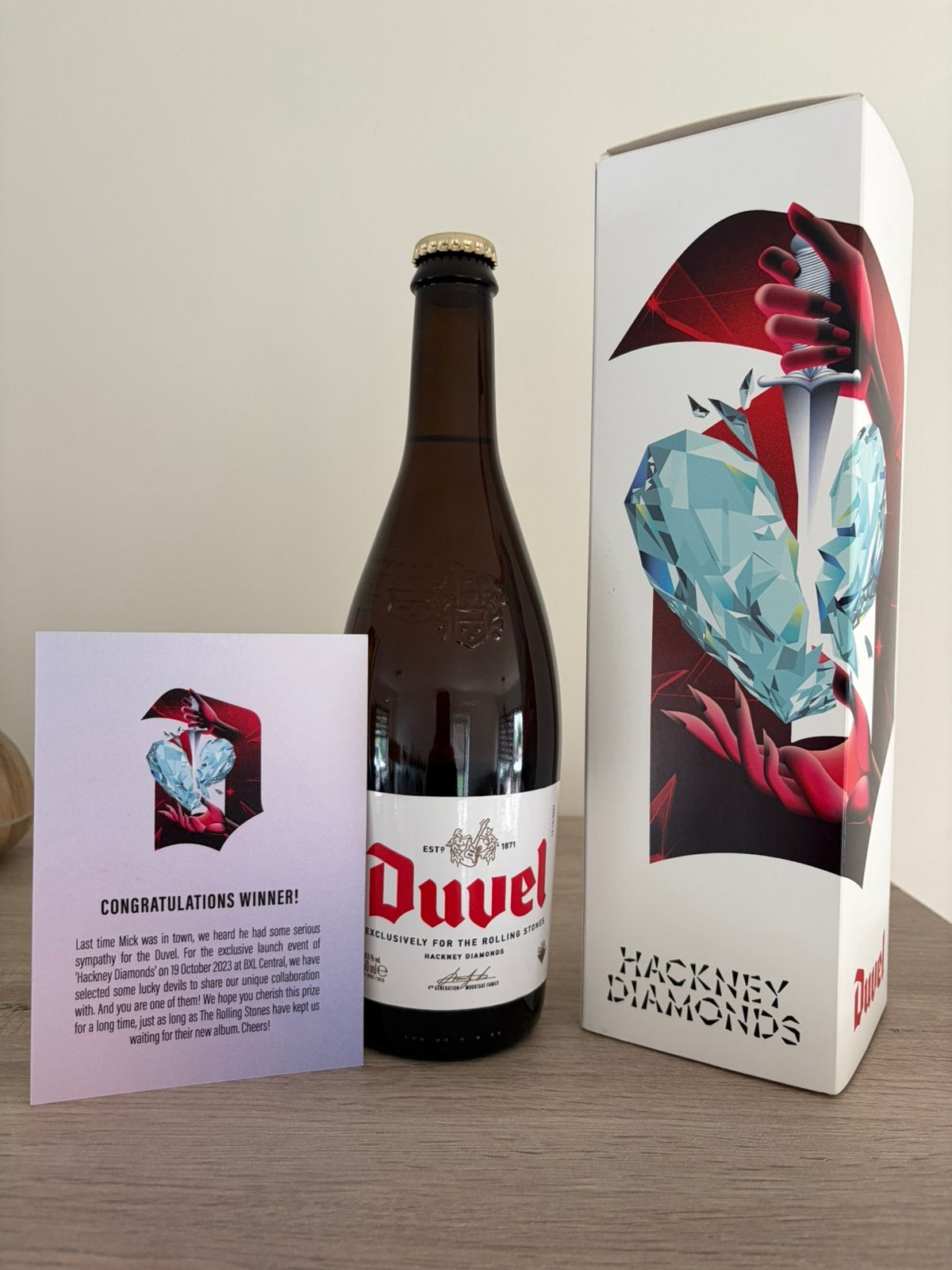 Duvel fles Rolling Stones (zeldzaam), Ophalen, Zo goed als nieuw