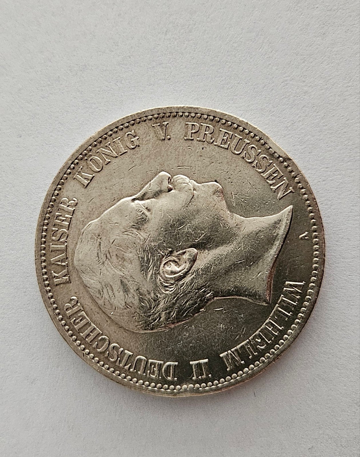 Duits Keizerrijk – 5 Mark 1907 (Pruisen, Wilhelm II), Postzegels en Munten, Munten | Amerika, Ophalen of Verzenden, Zilver