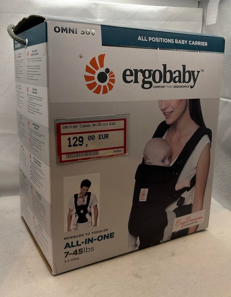 Ergobaby Omni 360 draagzak Pure Black met doos en etui, Ophalen of Verzenden, Zo goed als nieuw