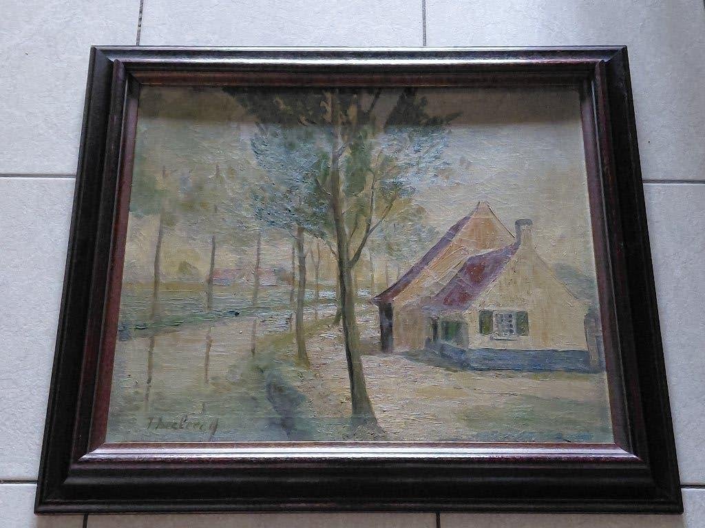 Schilderijen, Antiquités & Art, Art | Peinture | Classique, Autres techniques, Signé, Paysage, Enlèvement