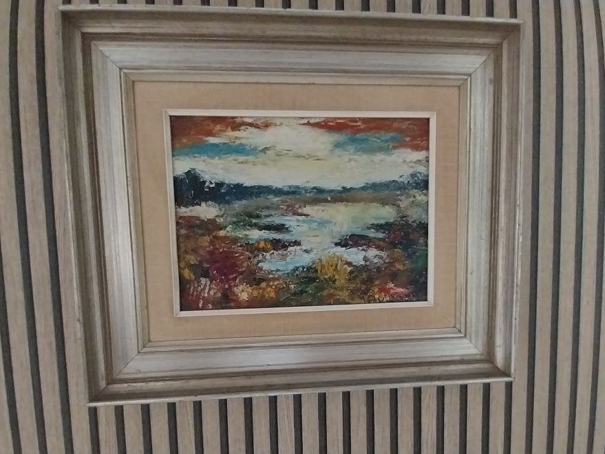 Modern Landschap Olieverf op linnen Anita Vandamme 1933-2014, Hout, Op houten frame, Olieverf, Landschap