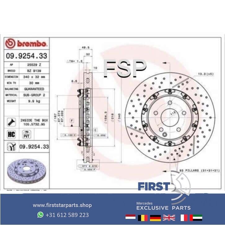 C63 E63 CLS63 AMG Remschijven Mercedes 2007-2016 : Brembo 63, Gebruikt, -, Ophalen of Verzenden, -