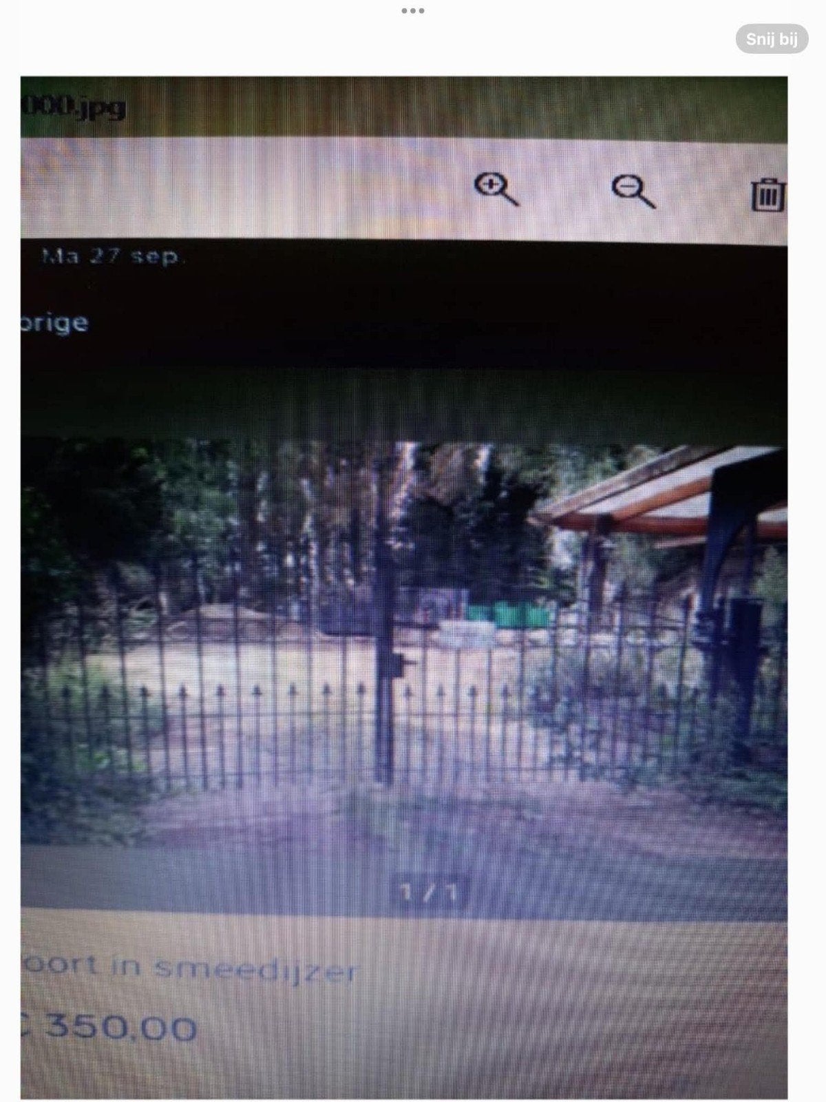 Poort in smeedijzer, Ophalen