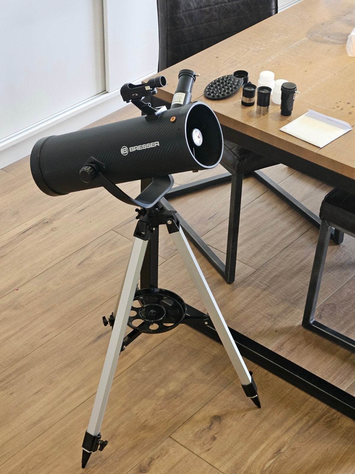 Bresser Solarix 114/500 Newtonian Telescoop, Ophalen, 80 tot 200 mm, Spiegeltelescoop (reflector), Met statief