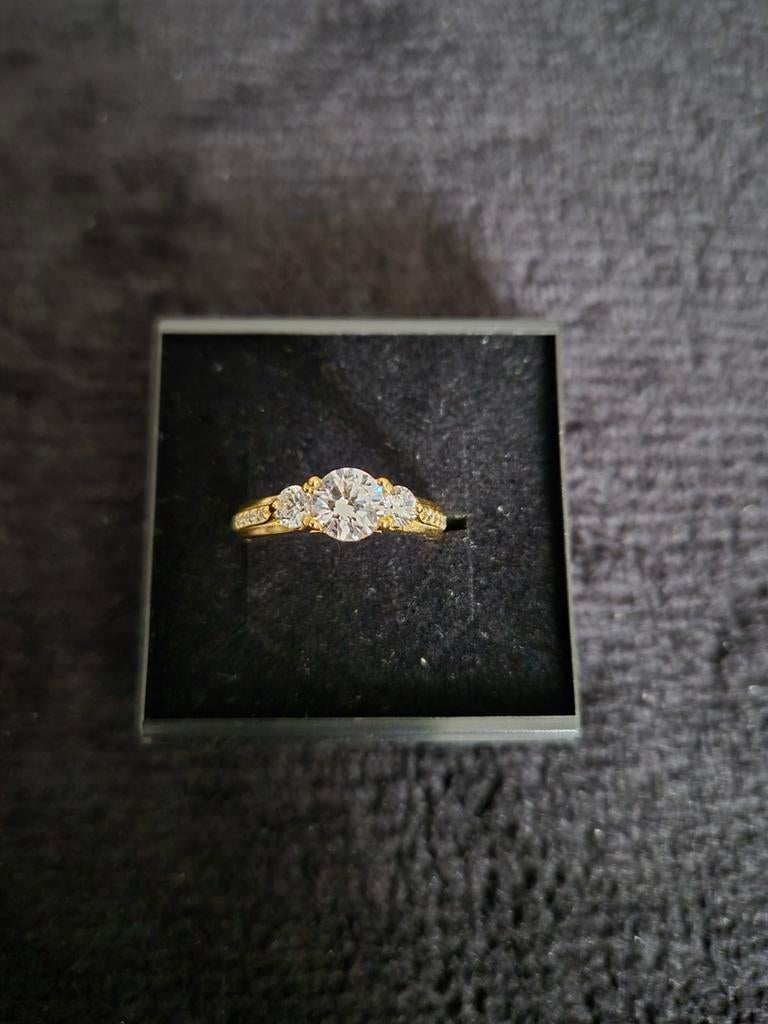 Nieuwe zilveren vergulde ring maat 54, Bijoux, Sacs & Beauté, Bagues, Neuf, Enlèvement ou Envoi, Or, Femme
