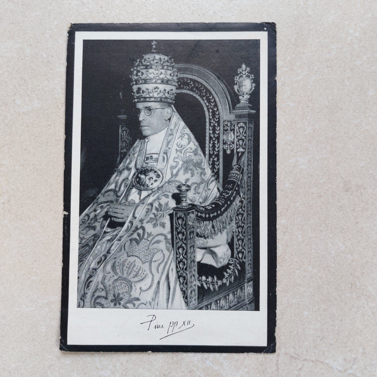 Oud bidprentje Paus Pius XII, Verzamelen, Ophalen of Verzenden, Bidprentje