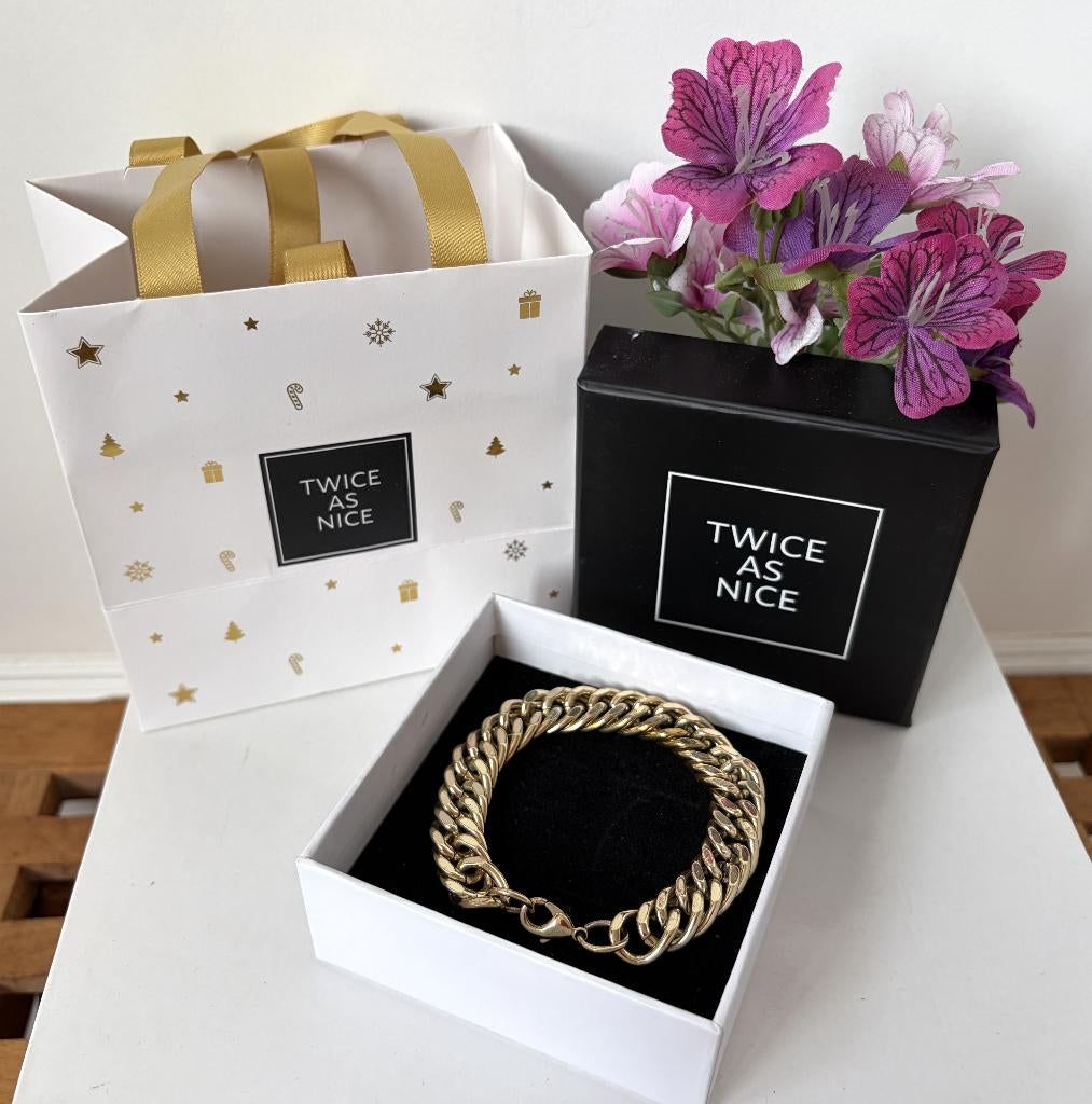 💛 Twice as Nice goudkleurige schakelarmband - 20,5cm, Ophalen of Verzenden, Zo goed als nieuw, Goud, Overige materialen