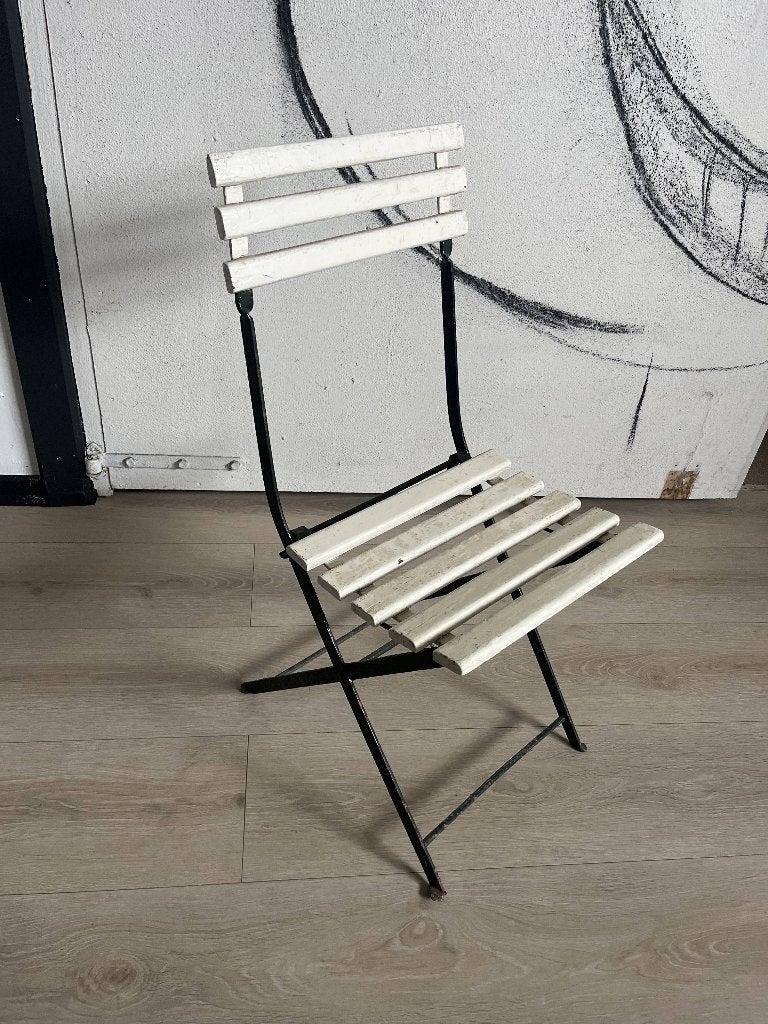 Vintage bistro stoel wit, Maison & Meubles, Chaises, Trois, Enlèvement, Utilisé, Bois
