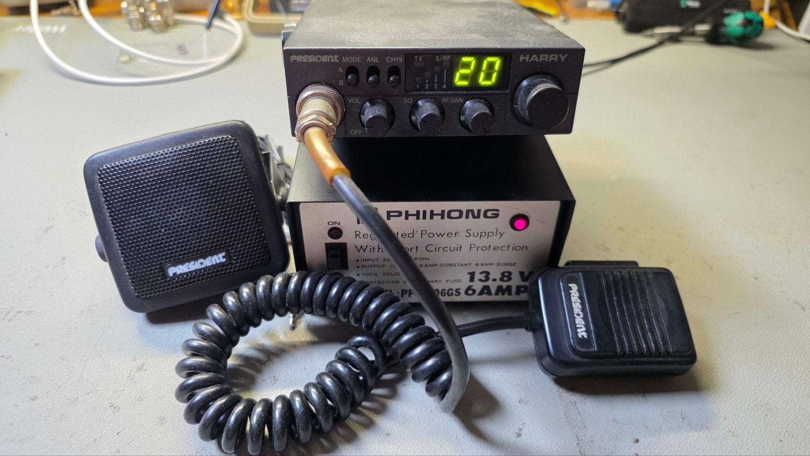 Vintage President Harry + speaker + voeding, Telecommunicatie, Zenders en Ontvangers, Ophalen of Verzenden, Refurbished, Zender en Ontvanger