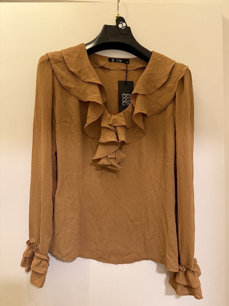Mooie camel/bruin gekleurde blouse, Ophalen of Verzenden, Nieuw, Maat 36 (S), Bruin