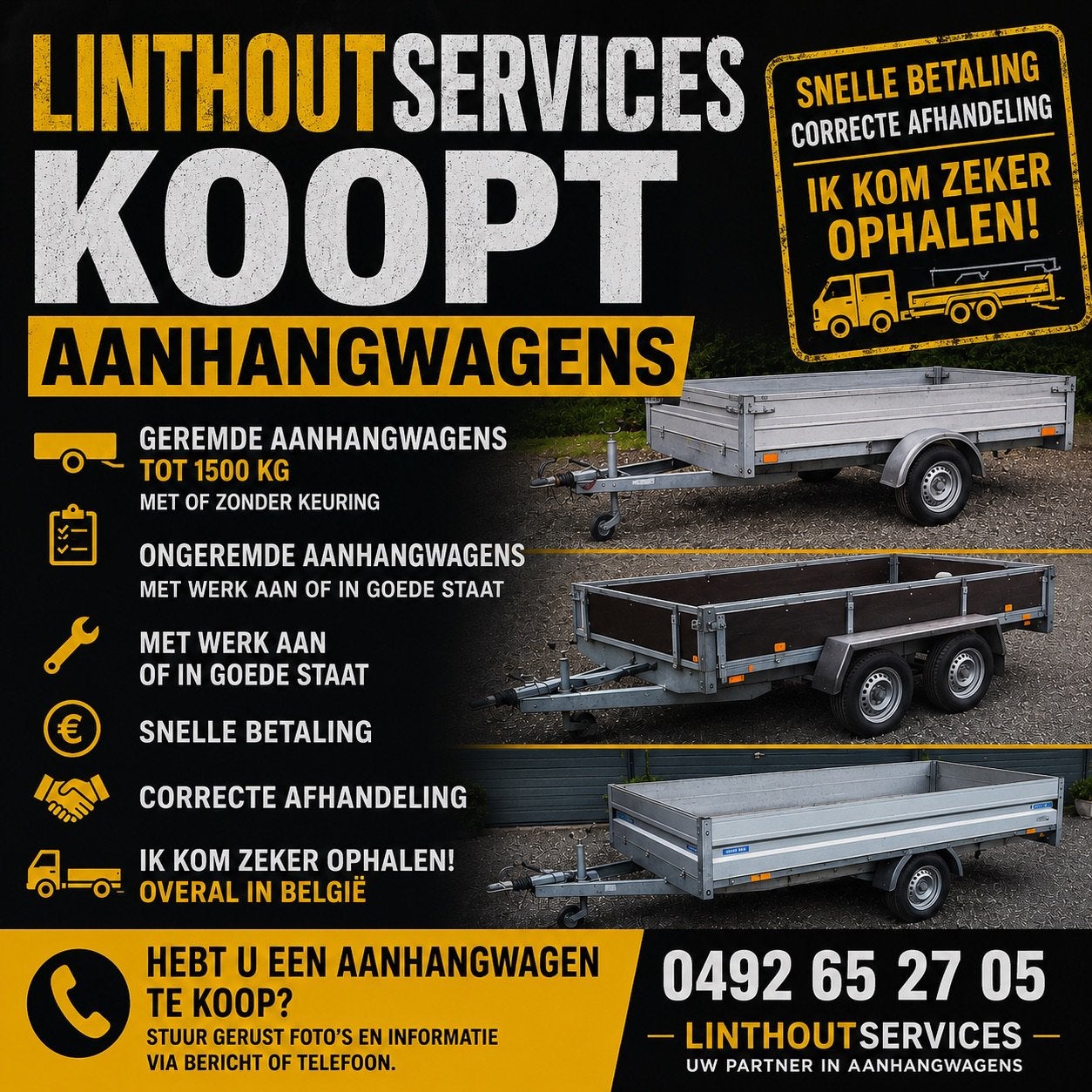 Aanhangwagen te koop?, Enlèvement, Comme neuf