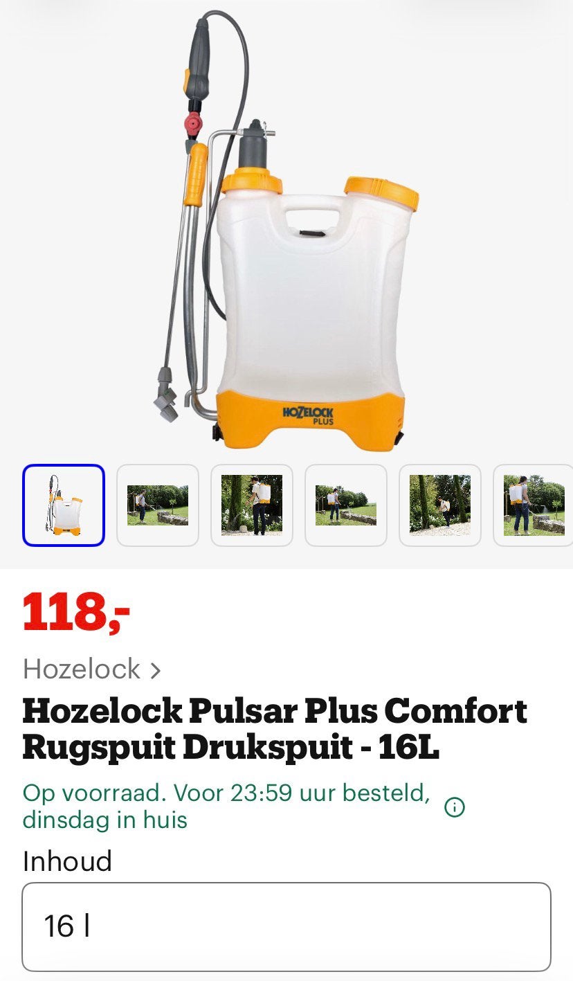 Hozelock 16 Liter Rug drukspuit (onkruidbestrijding), Tuin en Terras, Ophalen, Zo goed als nieuw, Onkruidbestrijding