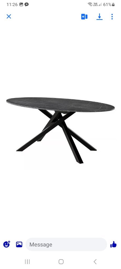 Table ovale noir marbré neuve, Ophalen, 100 tot 150 cm, Nieuw, Vijf personen of meer