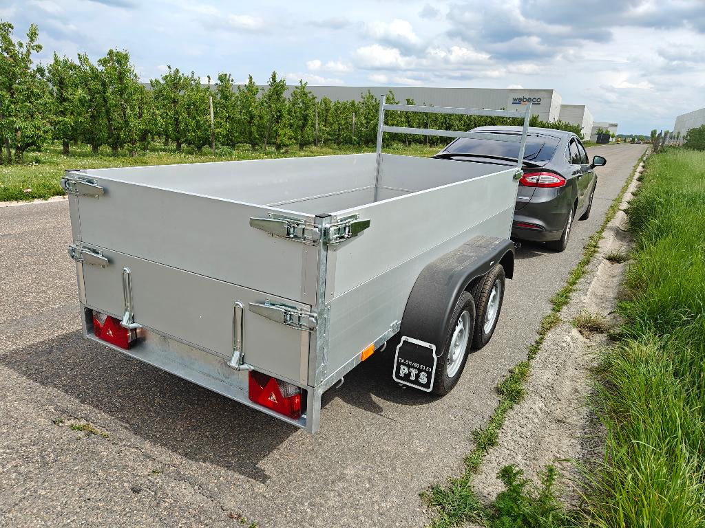 Alu dubbelas aanhangwagen L300 x B130 750kg coc 2025, Auto diversen, Aanhangers en Bagagewagens, Ophalen, Zo goed als nieuw